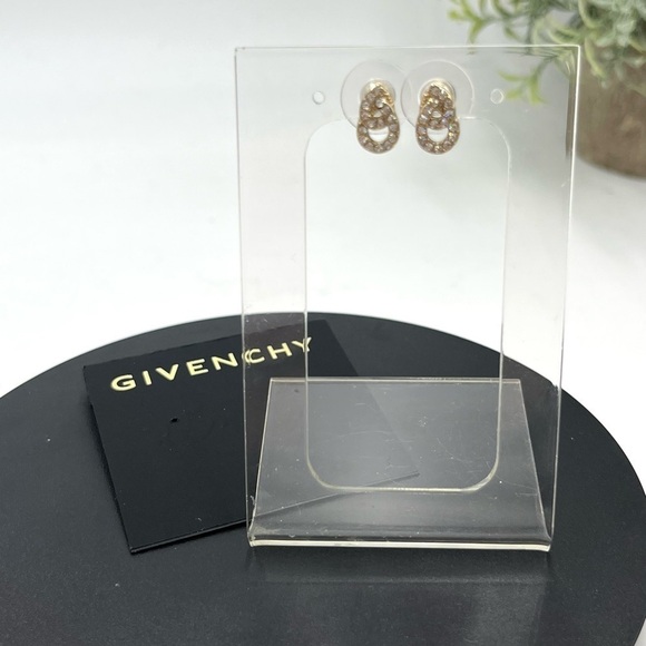 Givenchy Womens Gold Tone Crystal Small Stud Earrings New - Picture 2 of 15